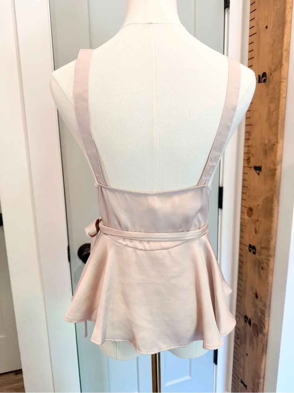 Free People Satin Wrap Peplum Top Vanilla Soft Girl Feminine Old Money Coquette